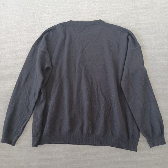 Lost & Found Cashmere Sweater Mens Large Black Crew Stretch Casual Oversized - Picture 2 of 9